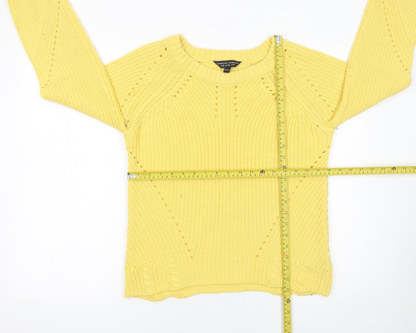 Dorothy Perkins Women’s Yellow Chunky Knit Crew Neck Jumper Size 10