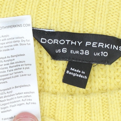 Dorothy Perkins Women’s Yellow Chunky Knit Crew Neck Jumper Size 10