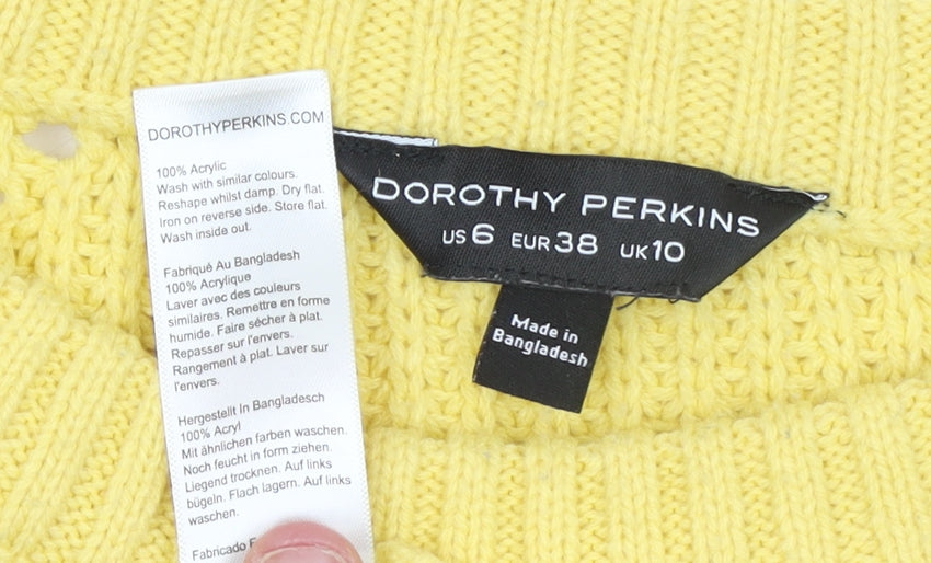 Dorothy Perkins Women’s Yellow Chunky Knit Crew Neck Jumper Size 10