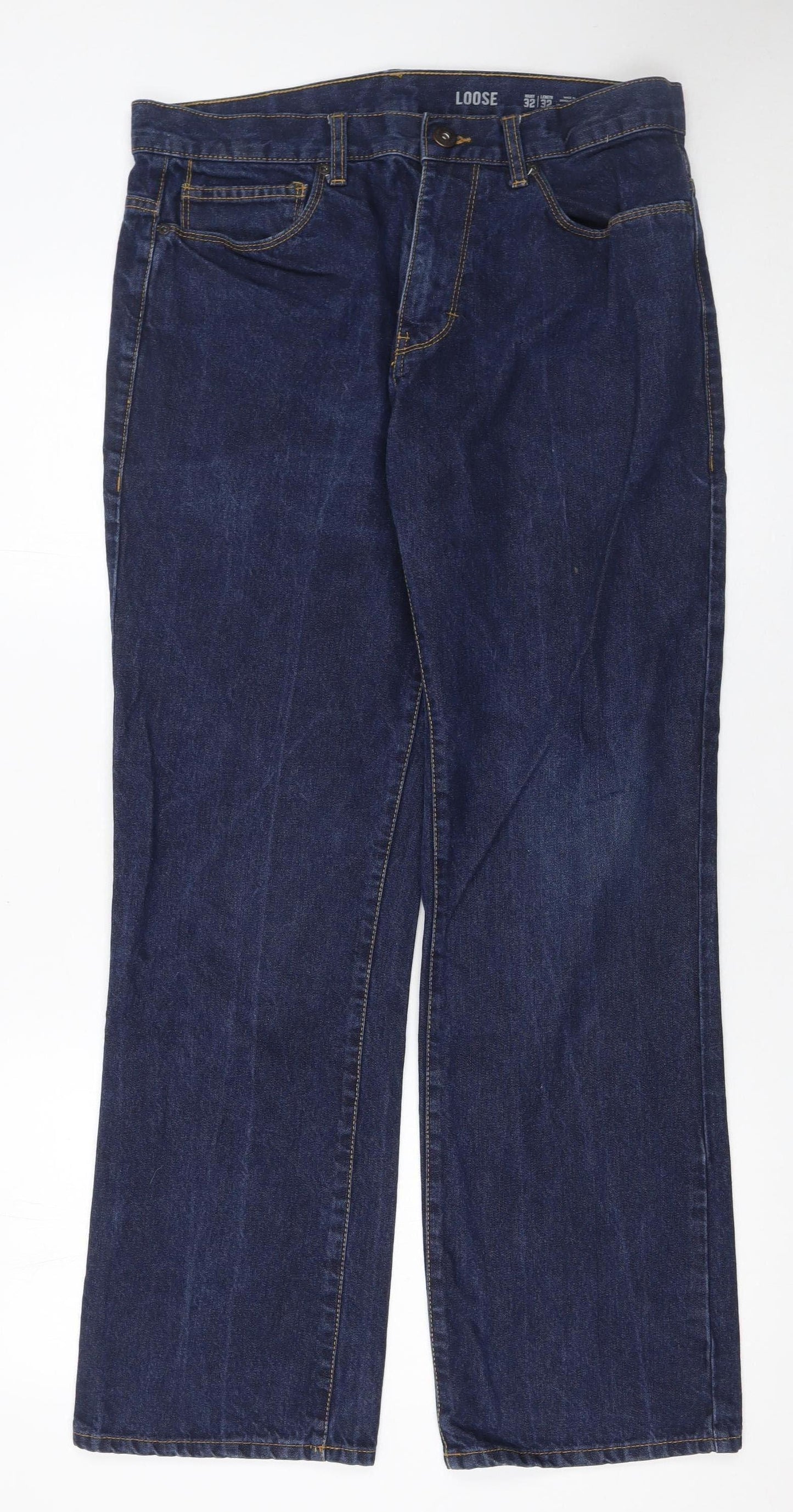 F&F Men's Blue Straight Leg Jeans 32W 32L Denim Relaxed Fit