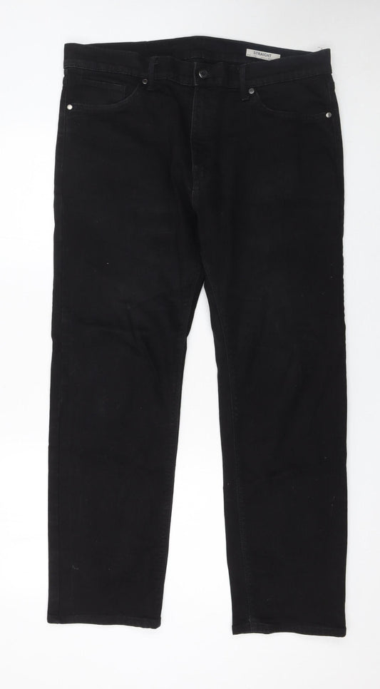 Marks and Spencer Men's Black 36x29 Straight Fit Stretch Jeans