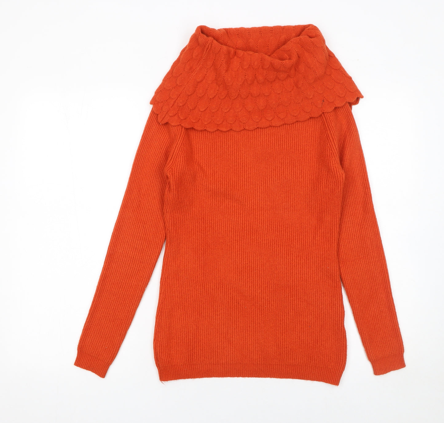 MC Lorene Women's Orange Cowl Neck Knit Jumper One Size