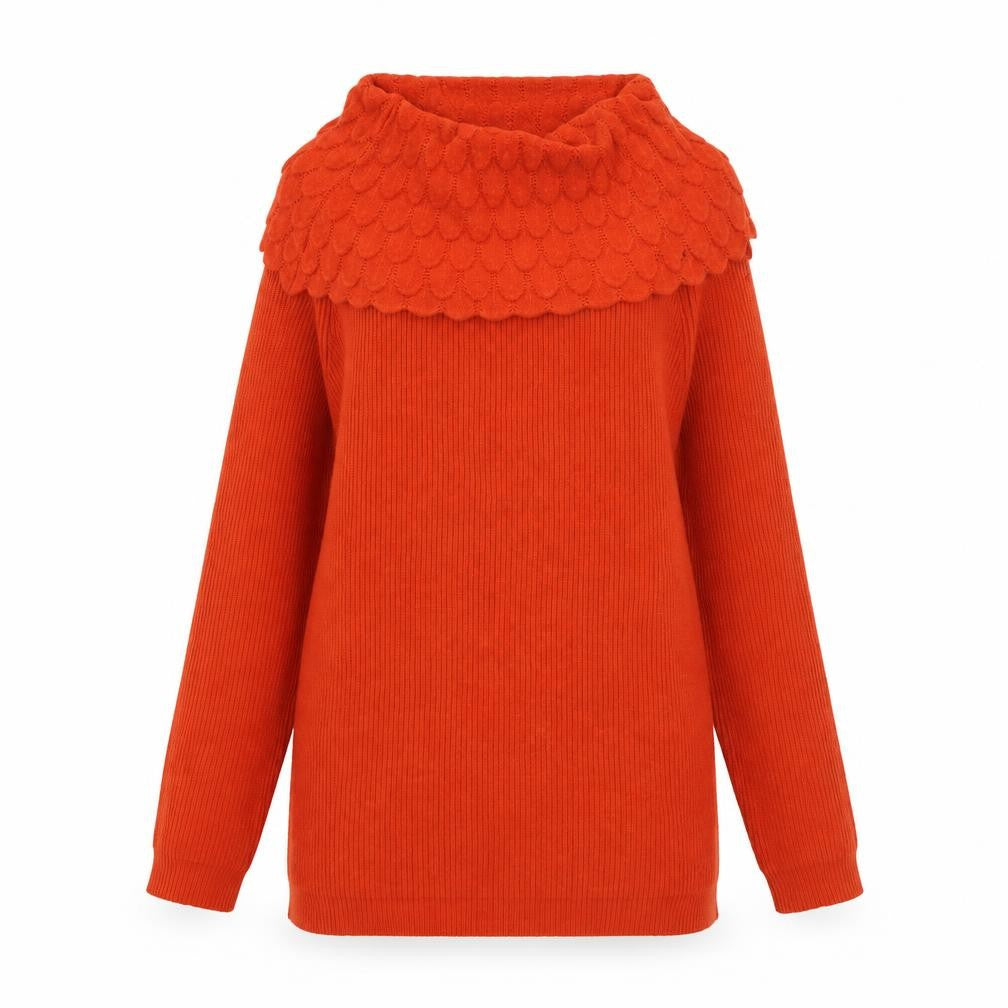 Front view of MC Lorene Women's Orange Cowl Neck Knit Jumper One Size