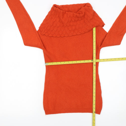 MC Lorene Women's Orange Cowl Neck Knit Jumper One Size