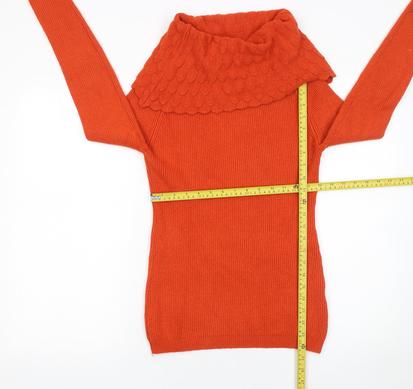 MC Lorene Women's Orange Cowl Neck Knit Jumper One Size