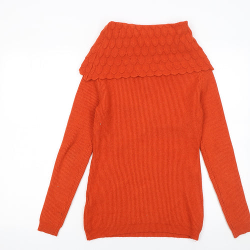 MC Lorene Women's Orange Cowl Neck Knit Jumper One Size