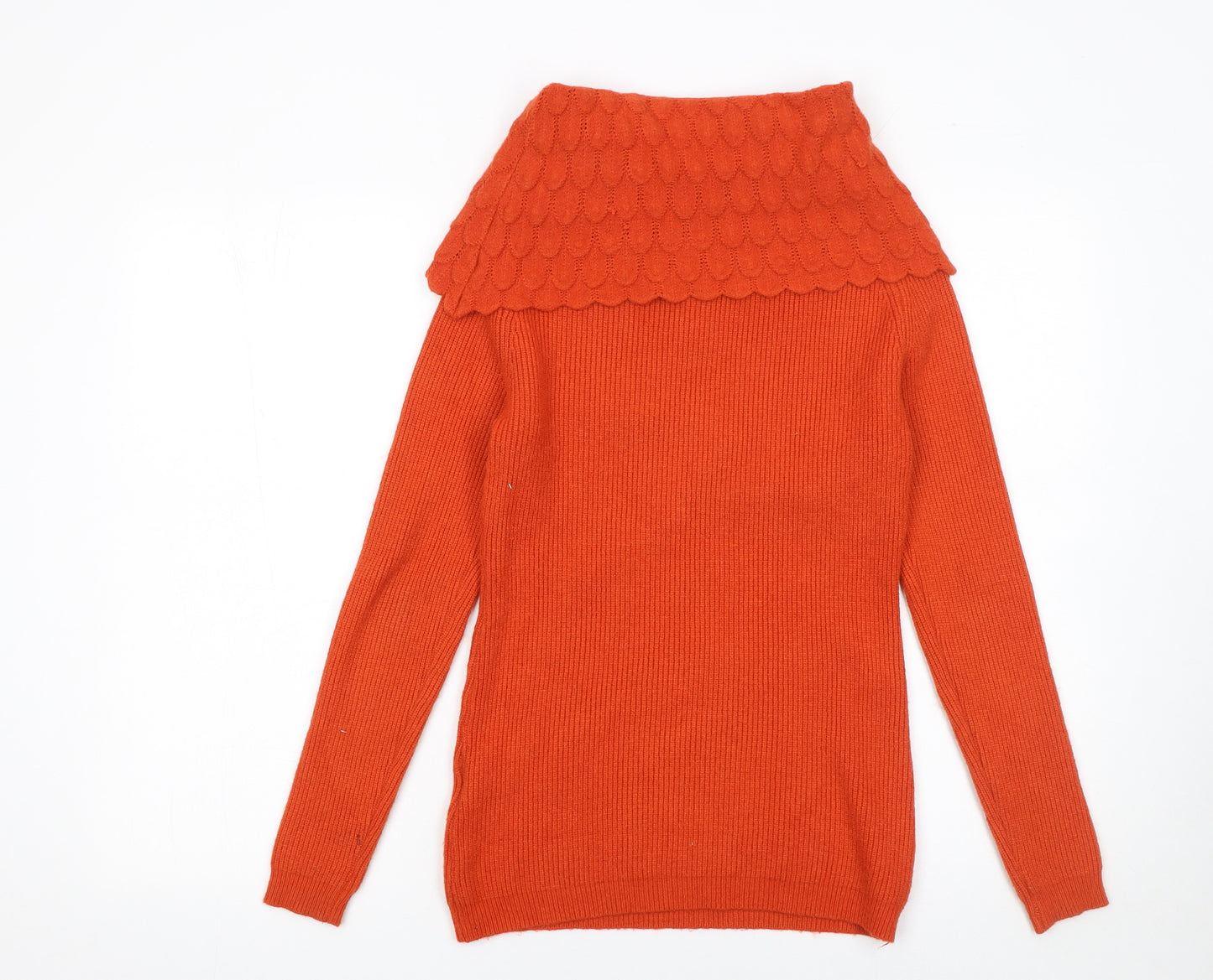 MC Lorene Women's Orange Cowl Neck Knit Jumper One Size