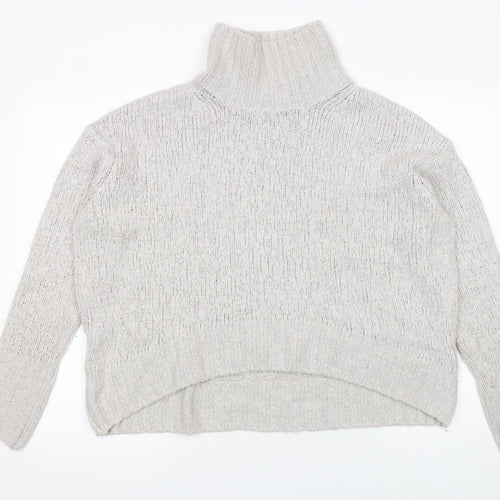 H&M Women Grey Roll Neck Acrylic Wool Alpaca Jumper Size S