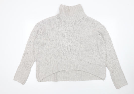 H&M Women Grey Roll Neck Acrylic Wool Alpaca Jumper Size S