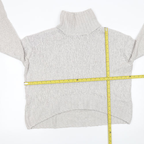 H&M Women Grey Roll Neck Acrylic Wool Alpaca Jumper Size S
