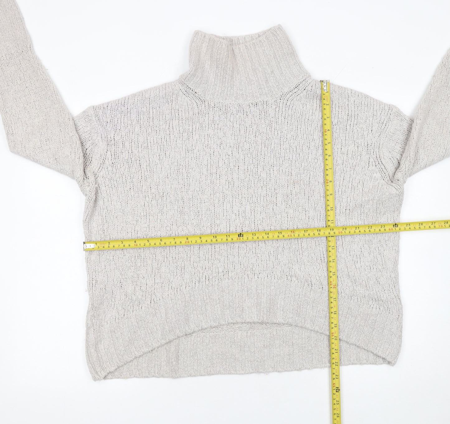 H&M Women Grey Roll Neck Acrylic Wool Alpaca Jumper Size S