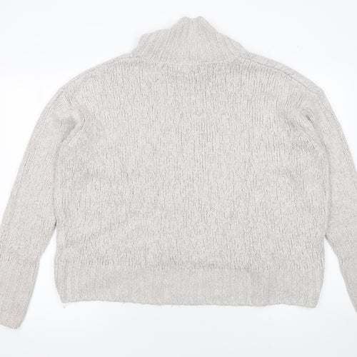 H&M Women Grey Roll Neck Acrylic Wool Alpaca Jumper Size S