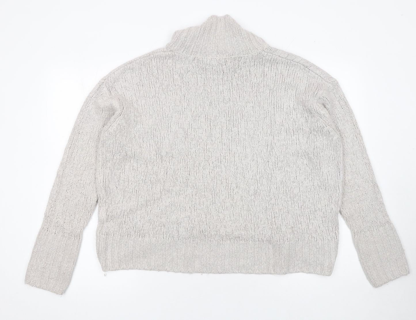 H&M Women Grey Roll Neck Acrylic Wool Alpaca Jumper Size S