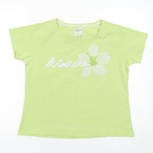 Wimbledon Womens Green Size 16 Cotton T-Shirt Short Sleeve