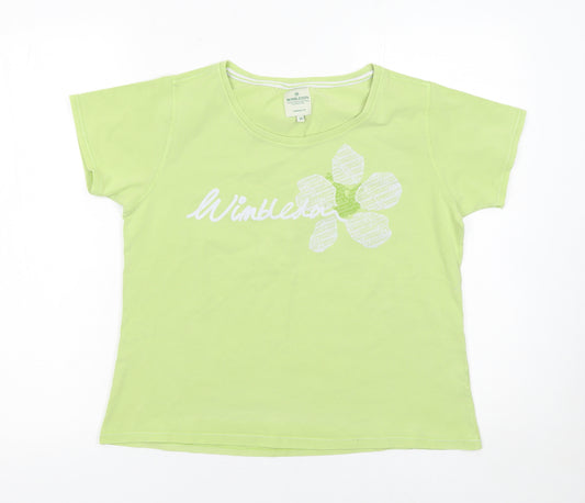 Wimbledon Womens Green Size 16 Cotton T-Shirt Short Sleeve