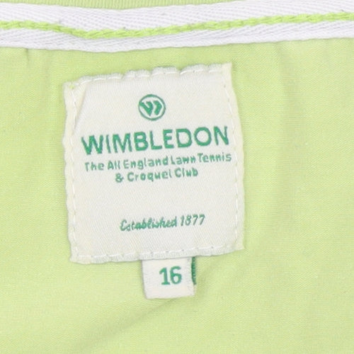 Wimbledon Womens Green Size 16 Cotton T-Shirt Short Sleeve