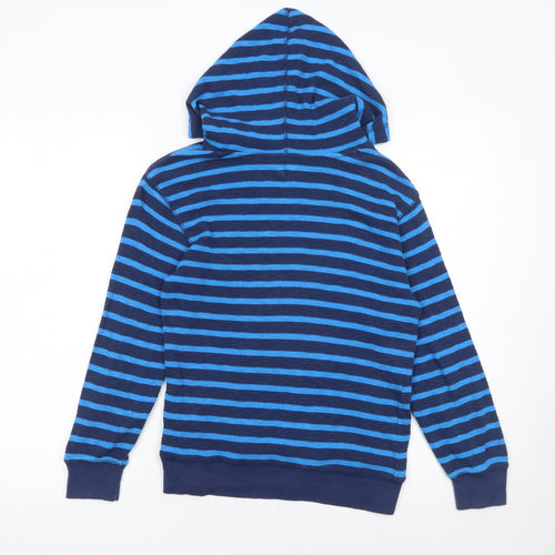 Gap Kids Boys Blue Striped Cotton Pullover Hoodie 8-9 Years