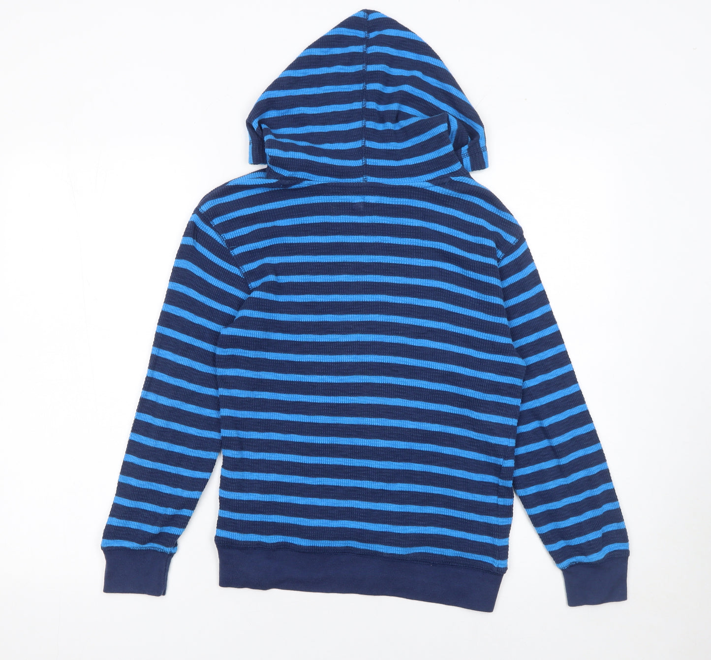 Gap Kids Boys Blue Striped Cotton Pullover Hoodie 8-9 Years