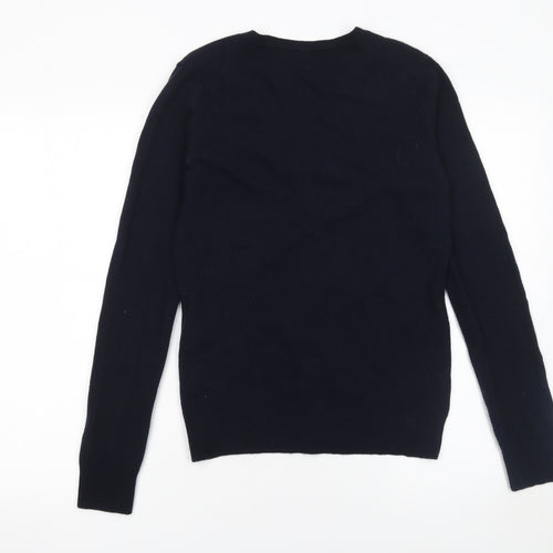 United Colors of Benetton Women’s Black Wool V-Neck Pullover Jumper Size 12