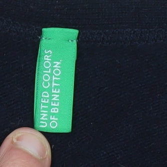 United Colors of Benetton Women’s Black Wool V-Neck Pullover Jumper Size 12