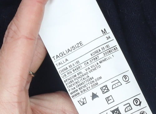 United Colors of Benetton Women’s Black Wool V-Neck Pullover Jumper Size 12