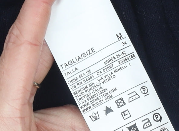 United Colors of Benetton Women’s Black Wool V-Neck Pullover Jumper Size 12