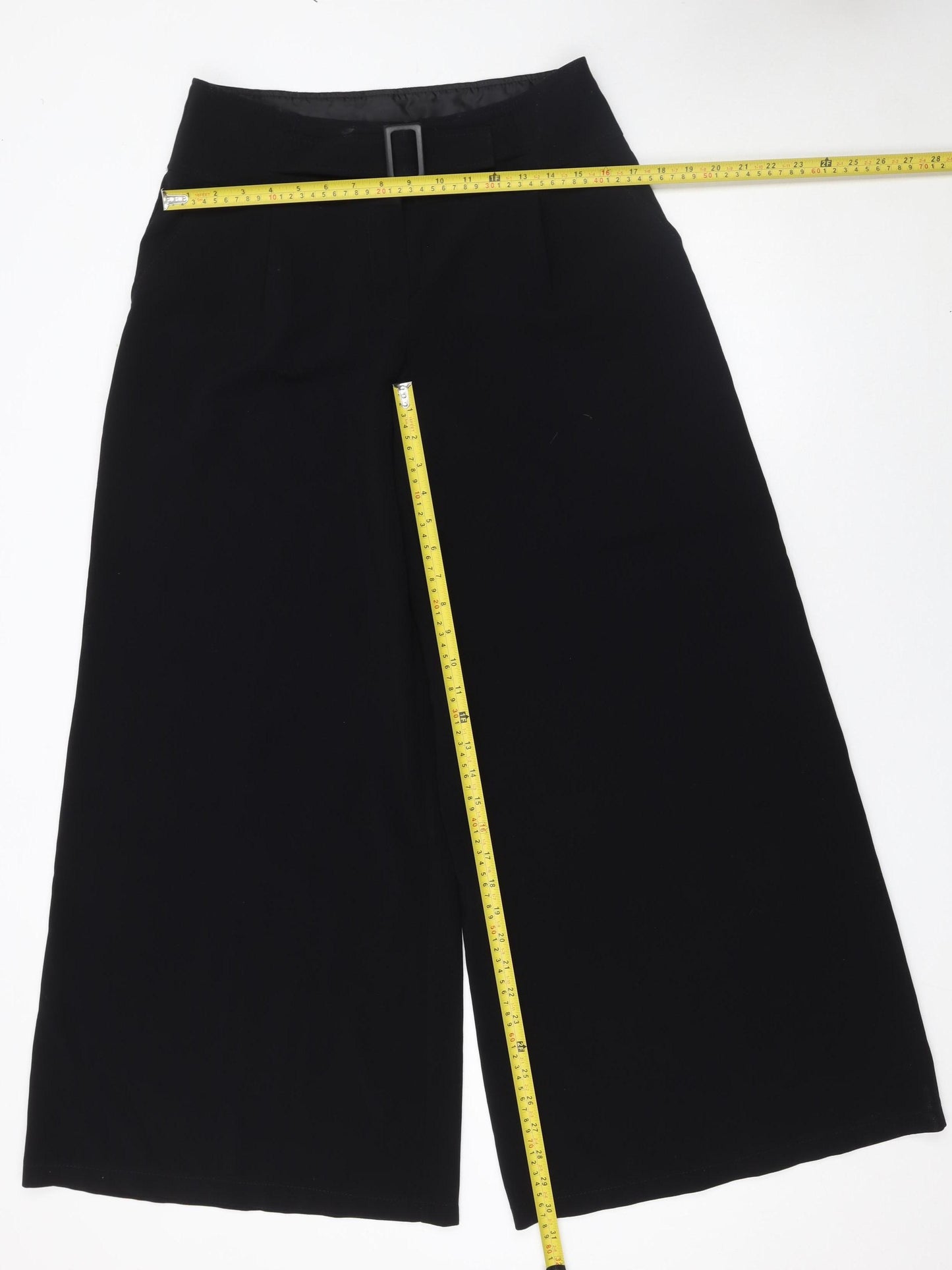 INÈS Women’s Black Belted Wide-Leg Culottes Size 12