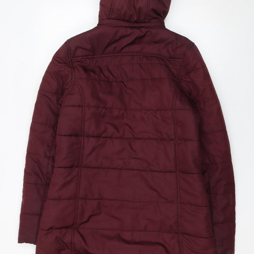 Regatta Women’s Red Long Hooded Puffer Coat Size 12 Faux Fur Trim