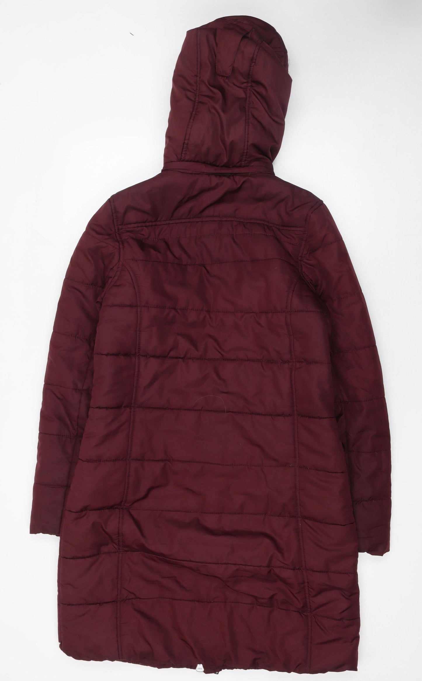 Regatta Women’s Red Long Hooded Puffer Coat Size 12 Faux Fur Trim