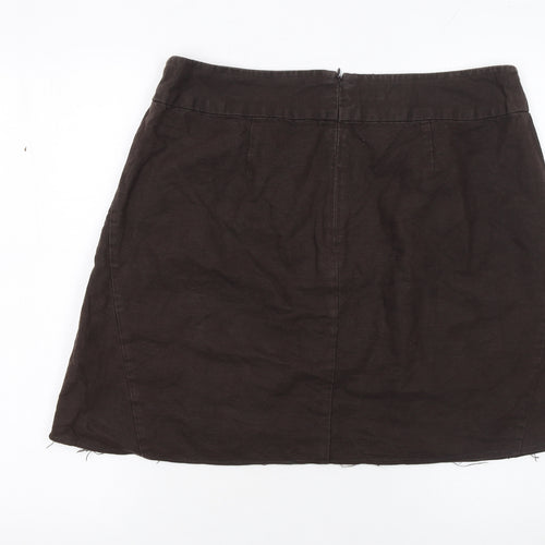 Laura Ashley Women Brown Linen Short Straight Skirt Size 16