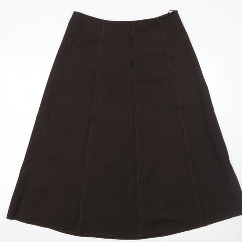 Per Una Women's Brown A-Line Midi Skirt Size 12 Lined Polyester