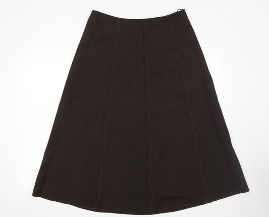 Per Una Women's Brown A-Line Midi Skirt Size 12 Lined Polyester