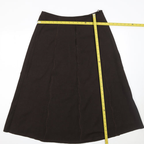 Per Una Women's Brown A-Line Midi Skirt Size 12 Lined Polyester