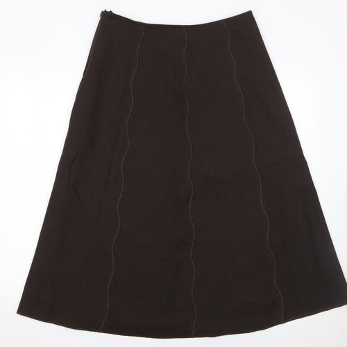 Per Una Women's Brown A-Line Midi Skirt Size 12 Lined Polyester