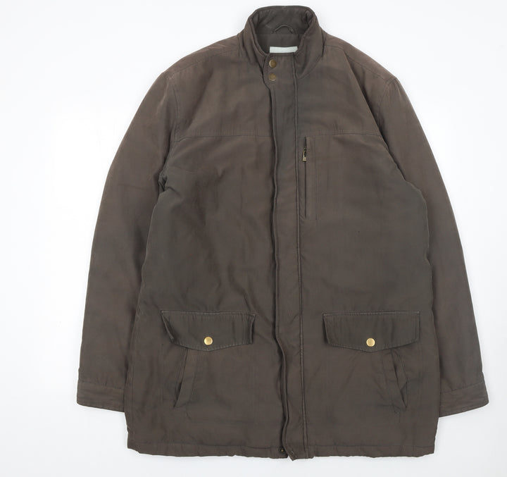 Greenwoods Men’s Brown L Lined Casual Mid-Length Jacket