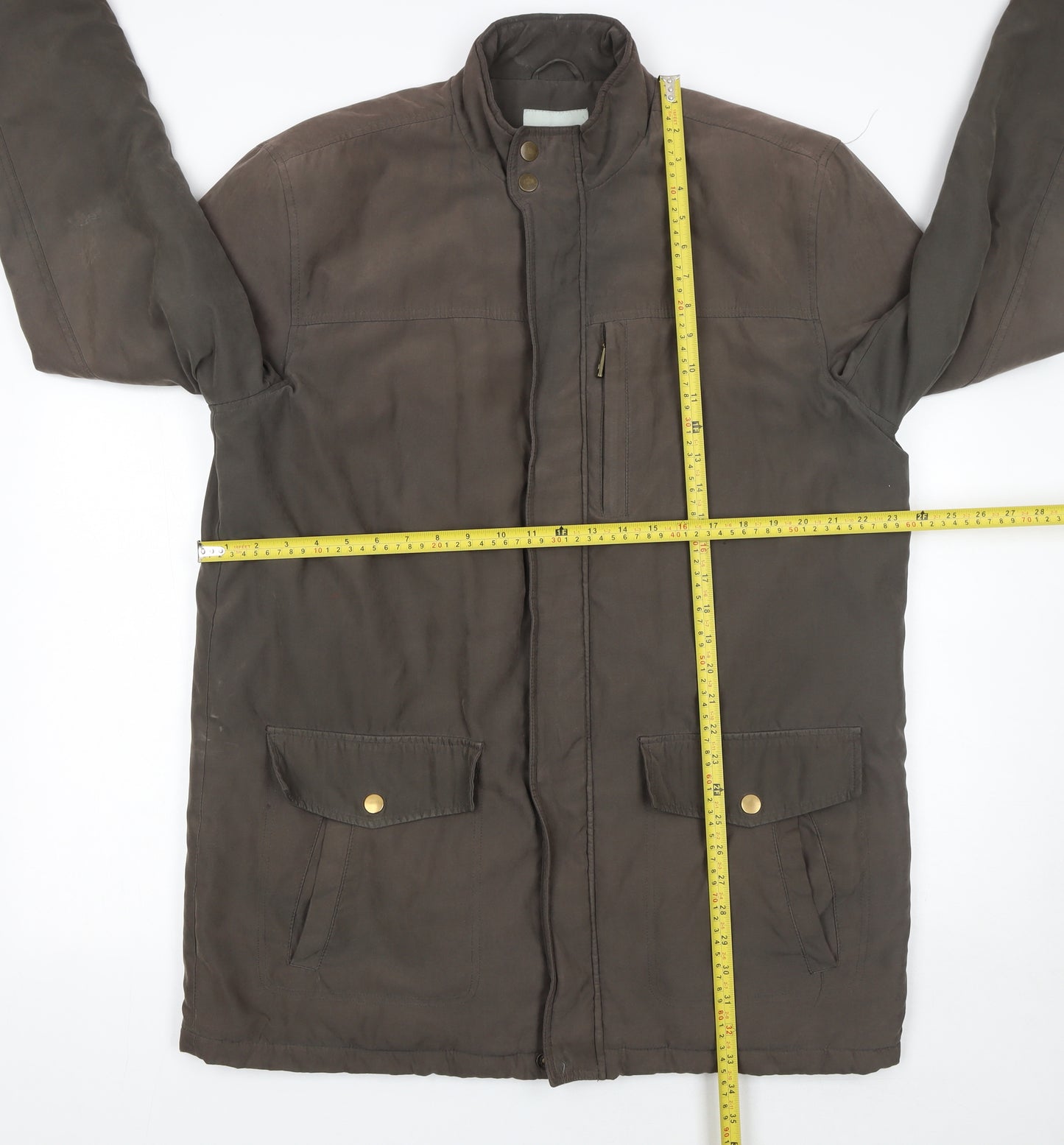 Greenwoods Men’s Brown L Lined Casual Mid-Length Jacket