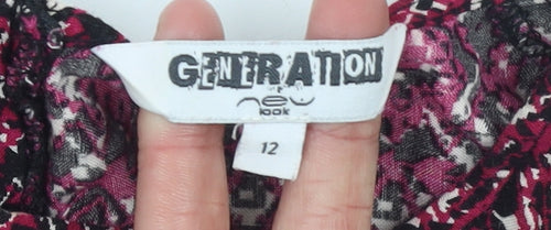 New Look Girls Red Geometric Fit & Flare Sleeveless Dress 12 Years