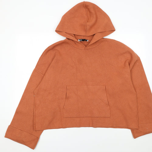 Zara Women Rust Orange Pullover Hoodie Medium Viscose Blend
