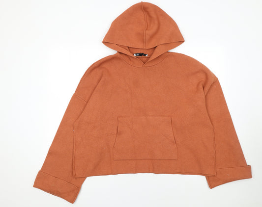 Zara Women Rust Orange Pullover Hoodie Medium Viscose Blend