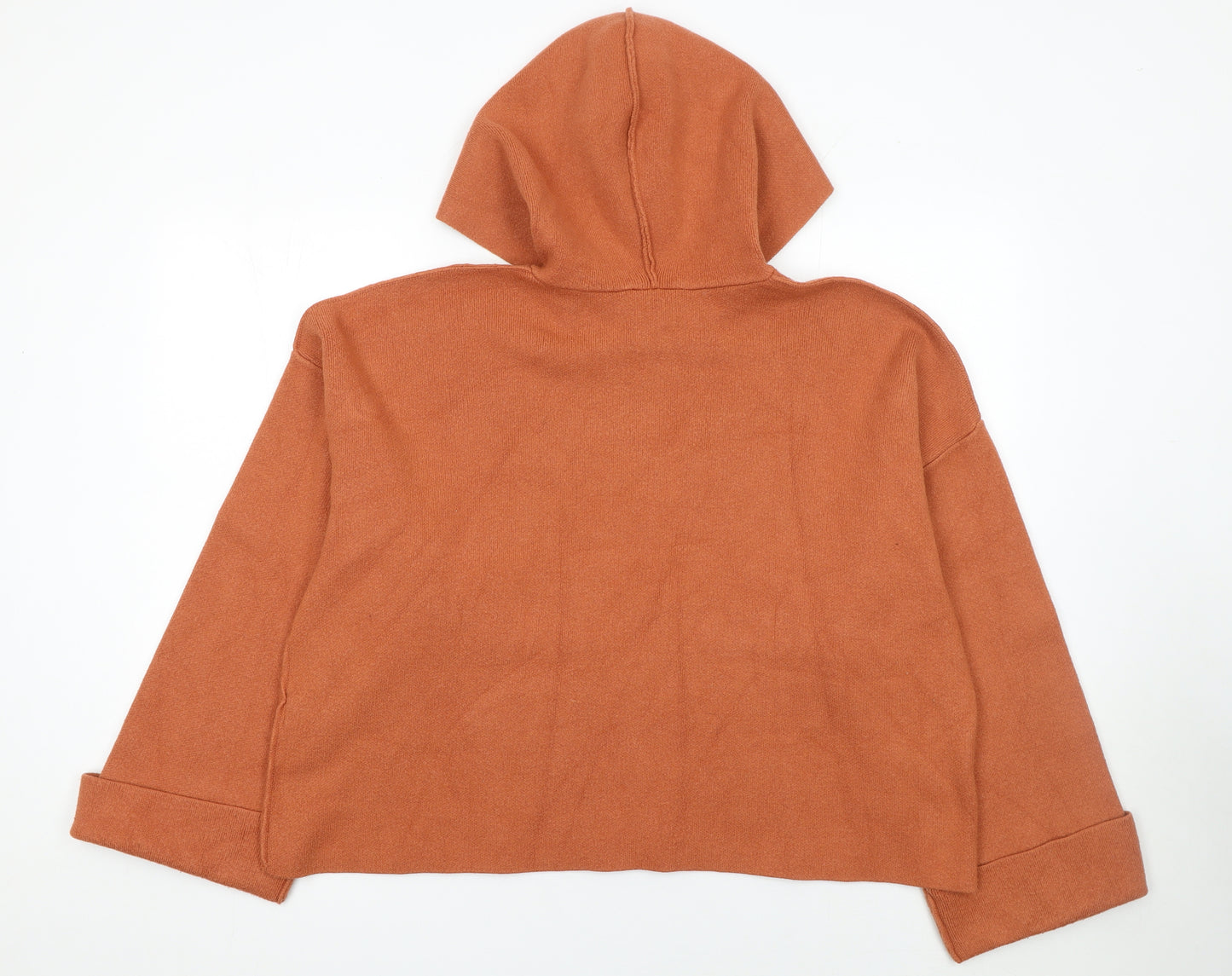 Zara Women Rust Orange Pullover Hoodie Medium Viscose Blend