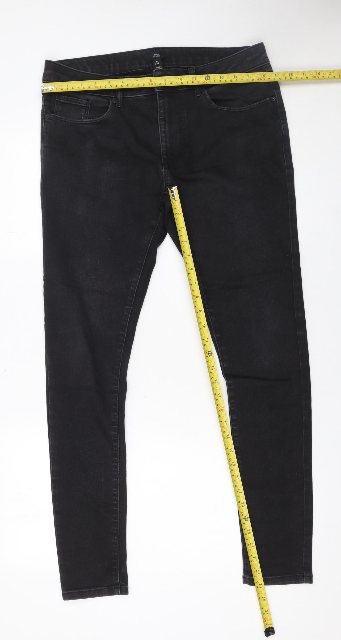 River Island Men's Black Slim Fit Skinny Jeans M