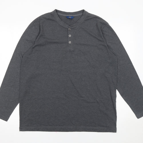 Cotton Traders Men’s Grey Long Sleeve Henley T-Shirt Size L