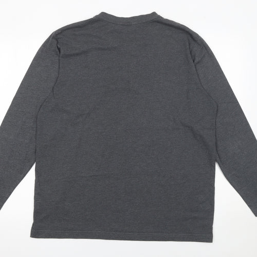 Cotton Traders Men’s Grey Long Sleeve Henley T-Shirt Size L