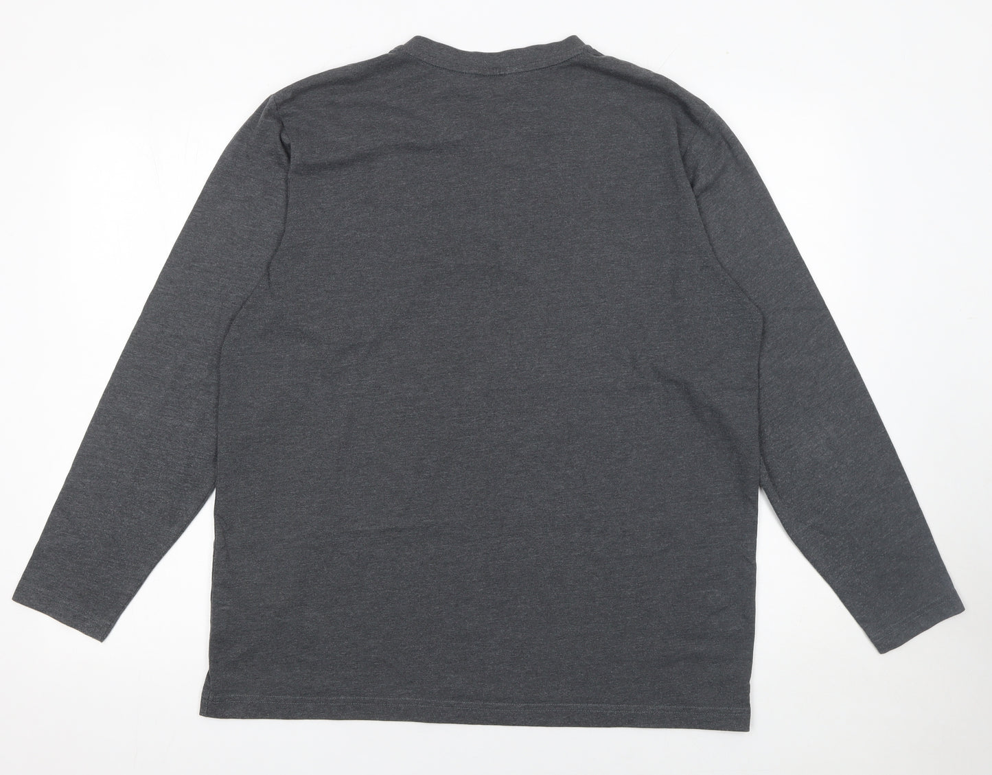 Cotton Traders Men’s Grey Long Sleeve Henley T-Shirt Size L