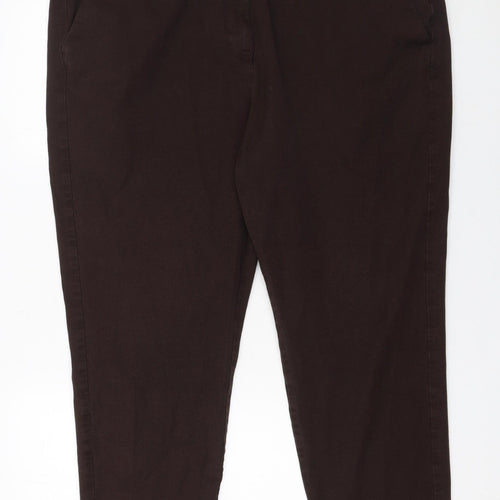 Marks and Spencer Women Brown Plus Size 24 Relaxed Tapered Trousers