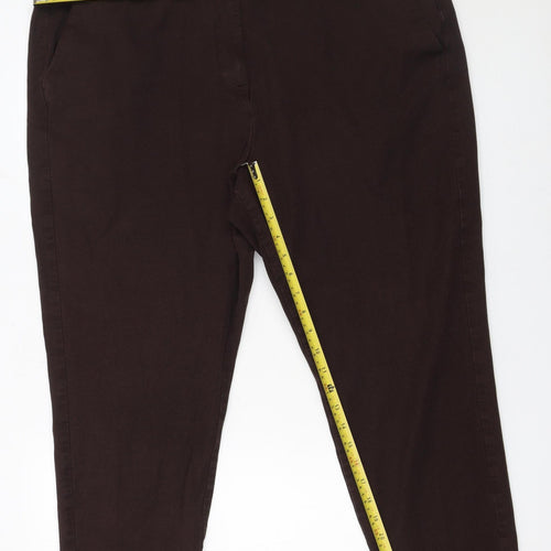 Marks and Spencer Women Brown Plus Size 24 Relaxed Tapered Trousers