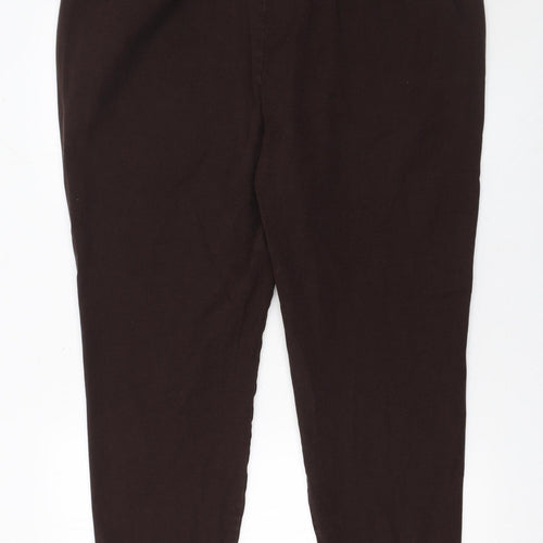 Marks and Spencer Women Brown Plus Size 24 Relaxed Tapered Trousers