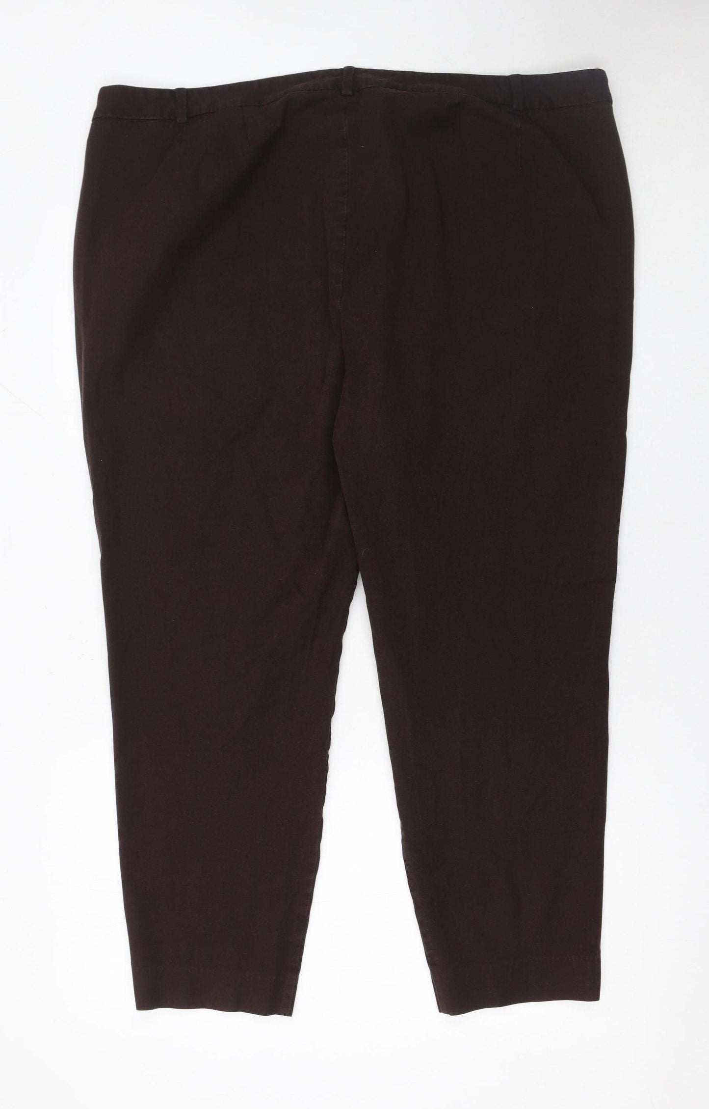 Marks and Spencer Women Brown Plus Size 24 Relaxed Tapered Trousers