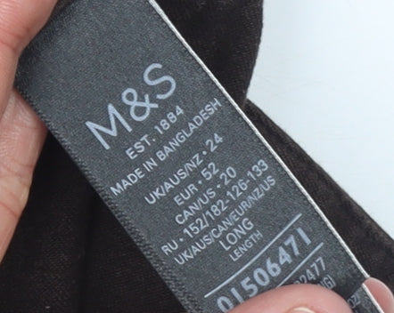 Marks and Spencer Women Brown Plus Size 24 Relaxed Tapered Trousers