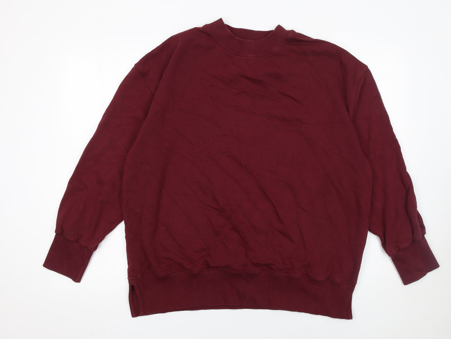 Next Women's Burgundy Crew Neck Pullover Sweatshirt L Cotton Blend